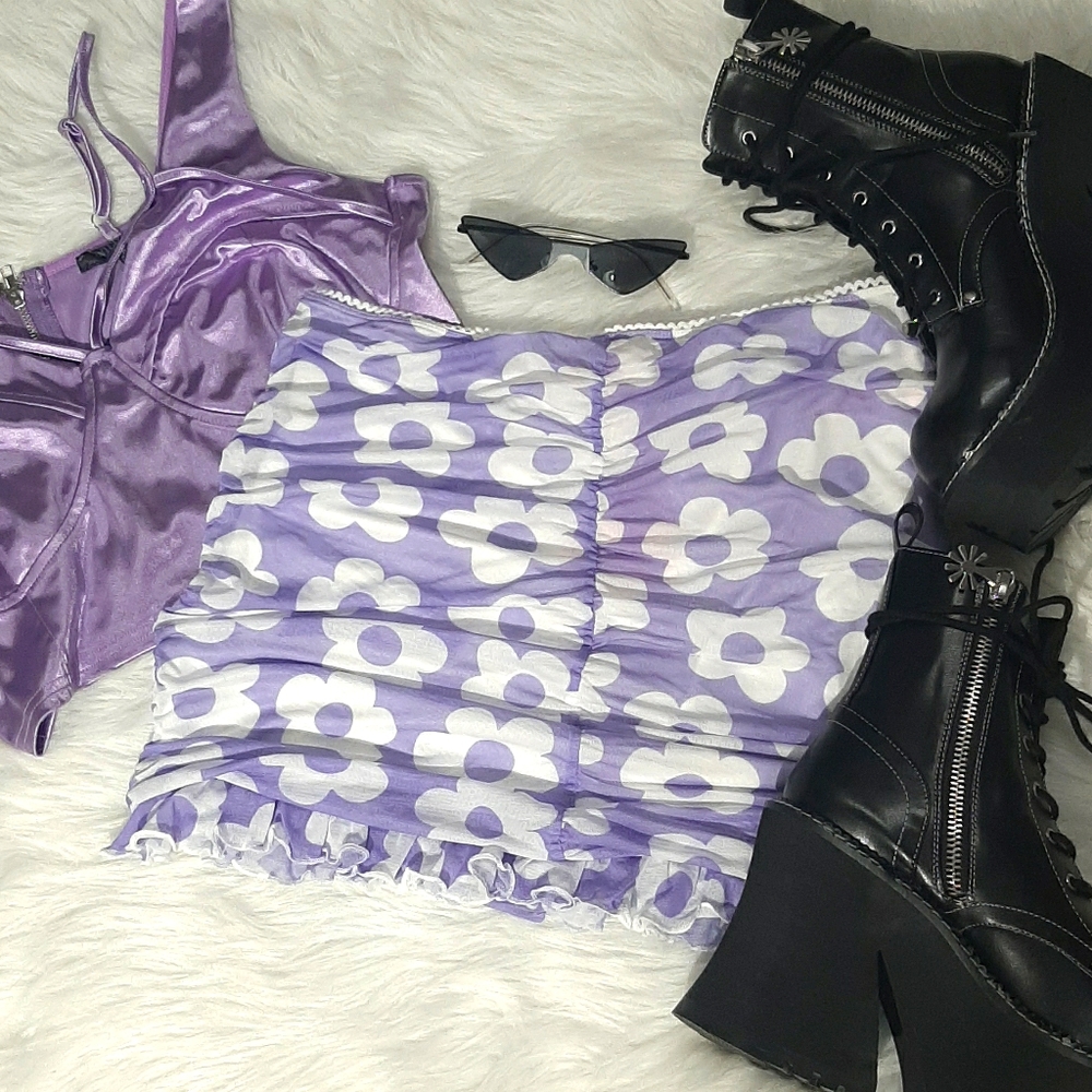 NWT Sugar Thrillz Mod Floral Mini Skirt